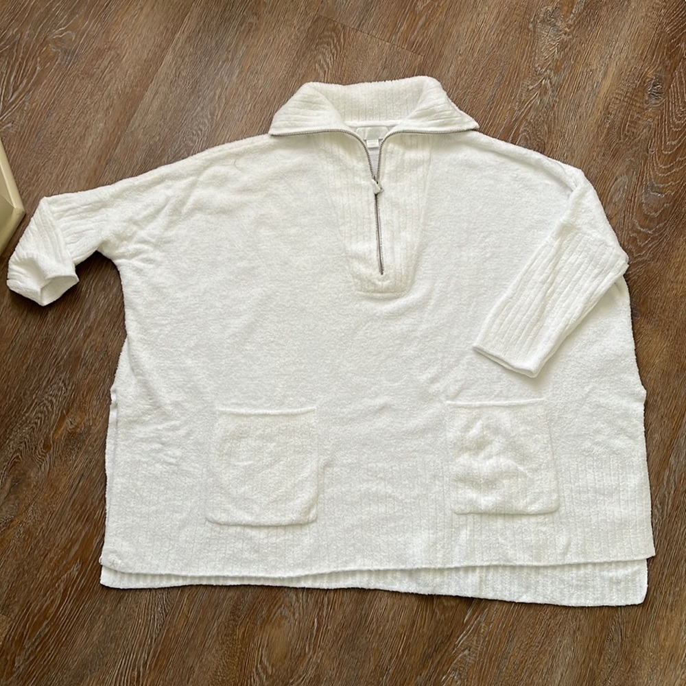 Barefoot Dreams CozyChic Lite Half-Zip Rolled Edge Tunic - oversized